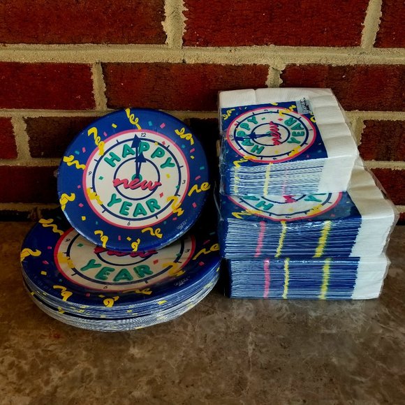NEW Happy New Year 75 Plates and 150 Napkins - Picture 1 of 7